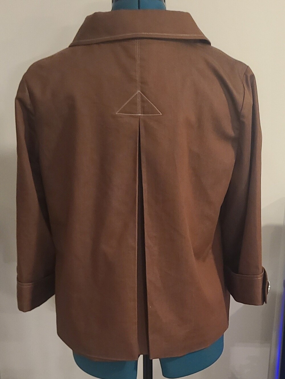 Rare Vintage Bob Mackie Wearable Art Brown Swing Coat 3/4 Sleeve, Medium - Picture 3 of 10